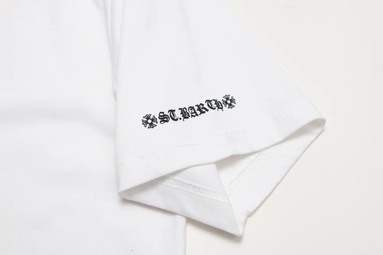 P150 Chrome Hearts Chrome Hearts Sanskrit Letters Horseshoe Print Short Sleeve Size: SMLXL Color: Black White